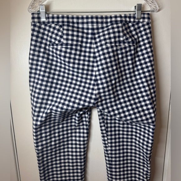 J.Crew Martie Bi-Stretch Gingham Navy Blue White Retro Slim Cropped Pants Size 6 - Picture 10 of 15